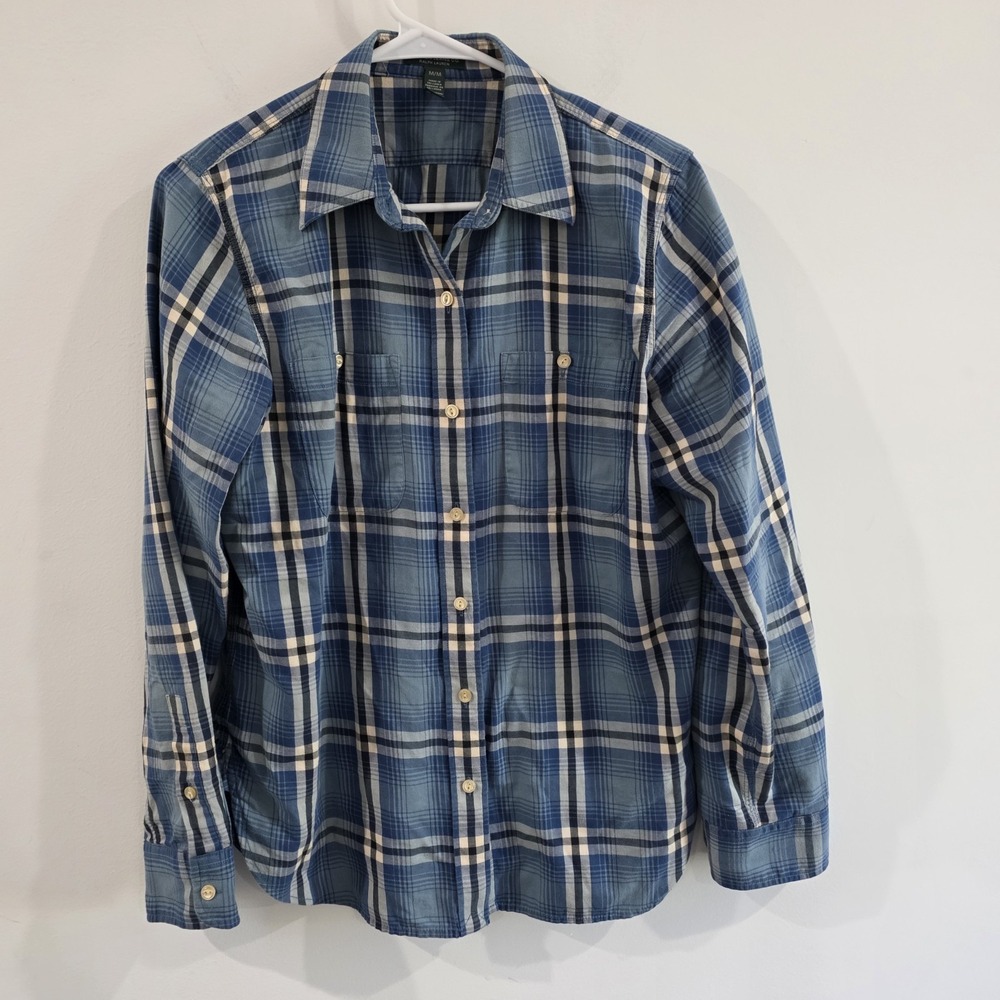 Lauren Ralph Lauren Womens Plaid Button Up Top Sz Medium Cotton Cowgirl Western